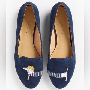 Talbots Navy Blue Embroidered Flats